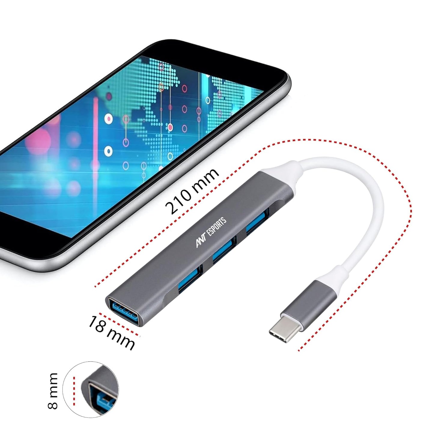ANT ESPORTS AEC410 - TYPE-C TO USB HUB