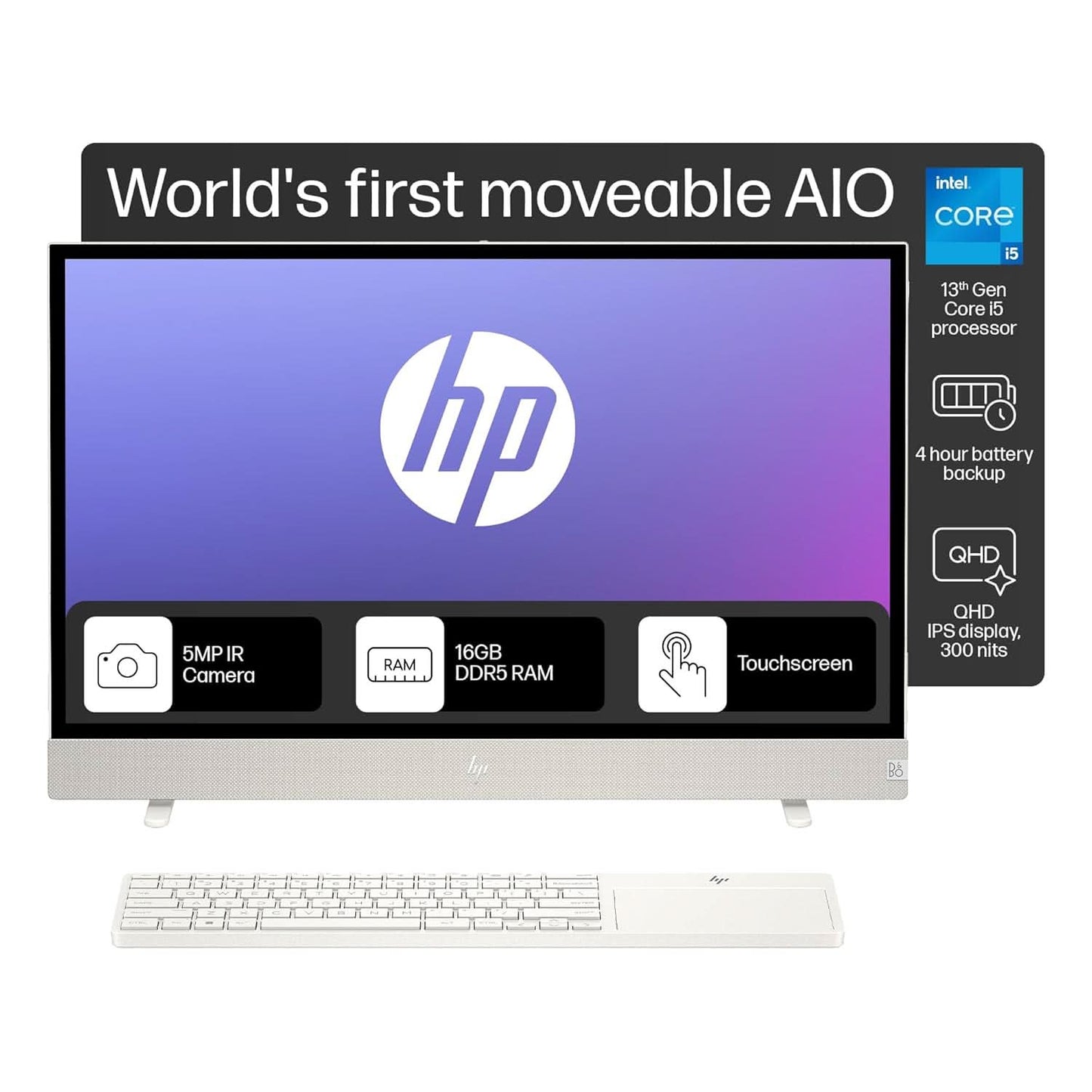HP ENVY MOVE ALL IN ONE 24,13TH GEN INTEL CORE I5-1335U,23.8INCH(60.5CM),QHD,THREE SIDED MICRO EDGE,16GB DDR5,1TB SSD,BLUETOOTH KEYBOARD,WIN 11 HOME,4.1KG,24-CS0047IN