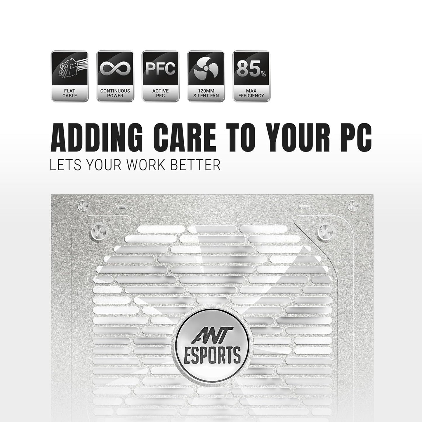 ANT ESPORTS RX650 650 WATT 80 PLUS BRONZE CERTIFIED POWER SUPPLY - WHITE