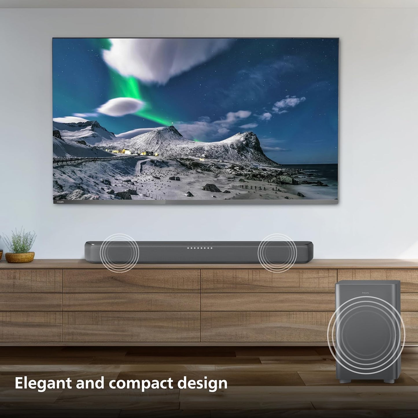 PHILIPS TAB5309 SOUNDBAR: 2.1 CH, 240W SOUNDBAR WIRELESS SUBWOOFER, DOLBY & DTS 3D VIRTUAL, DEEP BASS, BT 5.4 LE AUDIO SUPPORT