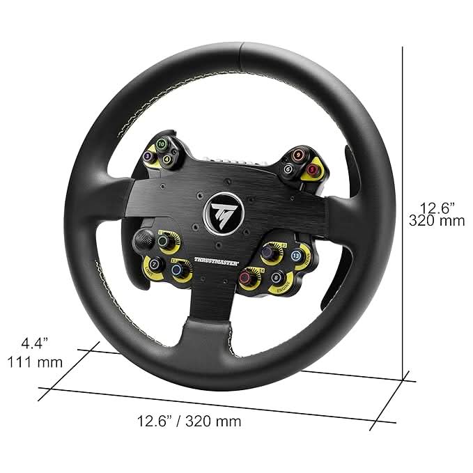 Thrustmaster EVO Racing 32R Round Leather-Wrapped Gaming Wheel and Detachable Hub, For PC and Consoles