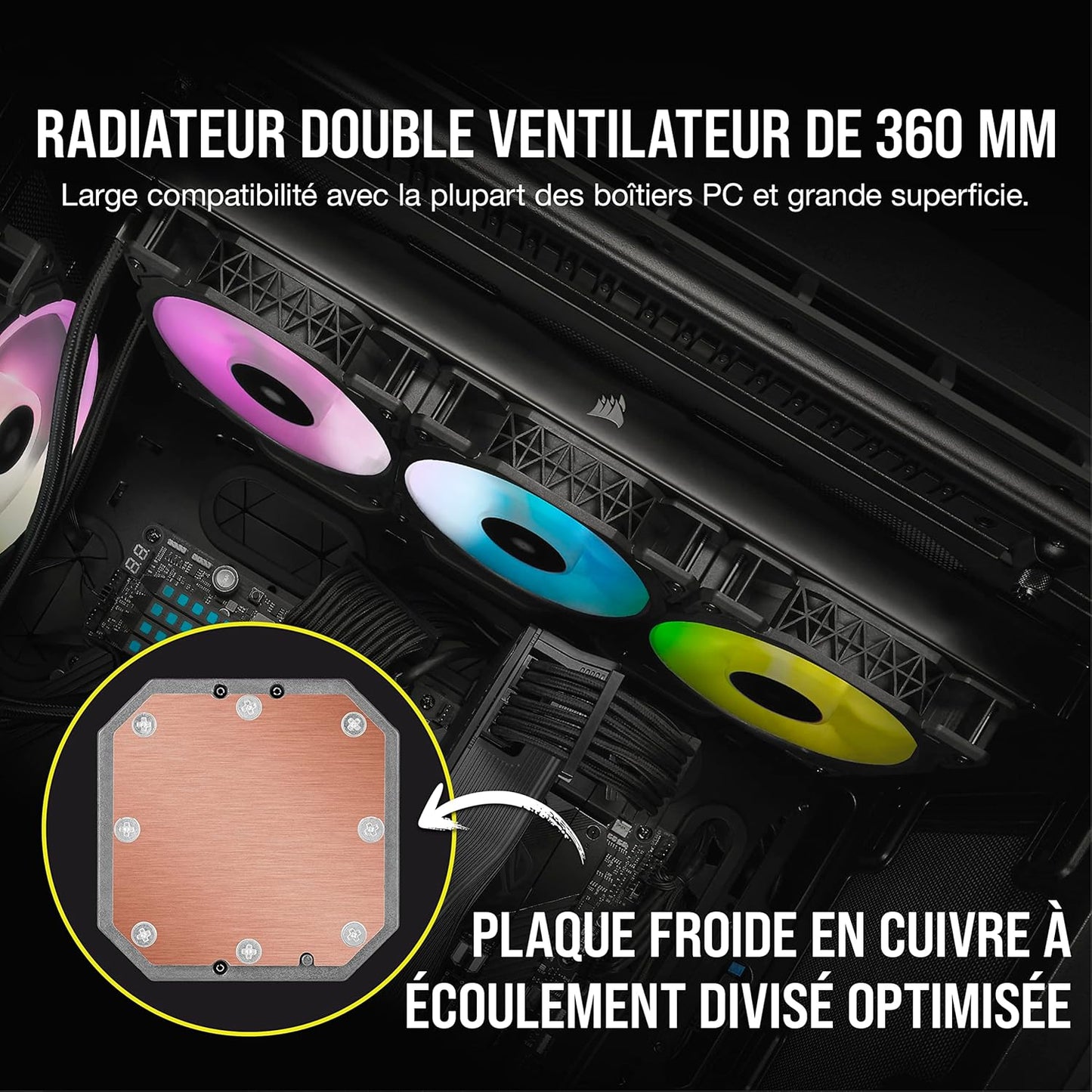 CORSAIR ICUE H150I ELITE CAPELLIX, 360MM RADIATOR, TRIPLE 120MM ML SERIES PWM FANS, RGB LIGHTING AND FAN CONTROL WITH SOFTWARE, LIQUID CPU COOLER