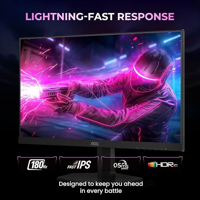 AOC Q27G11E 27 QHD Gaming Monitor – Black/Red | 2560×1440 Fast IPS| 180Hz Refresh | 0.5ms MPRT|Adaptive Sync| HDR10| Tilt Stand & Low Blue Light