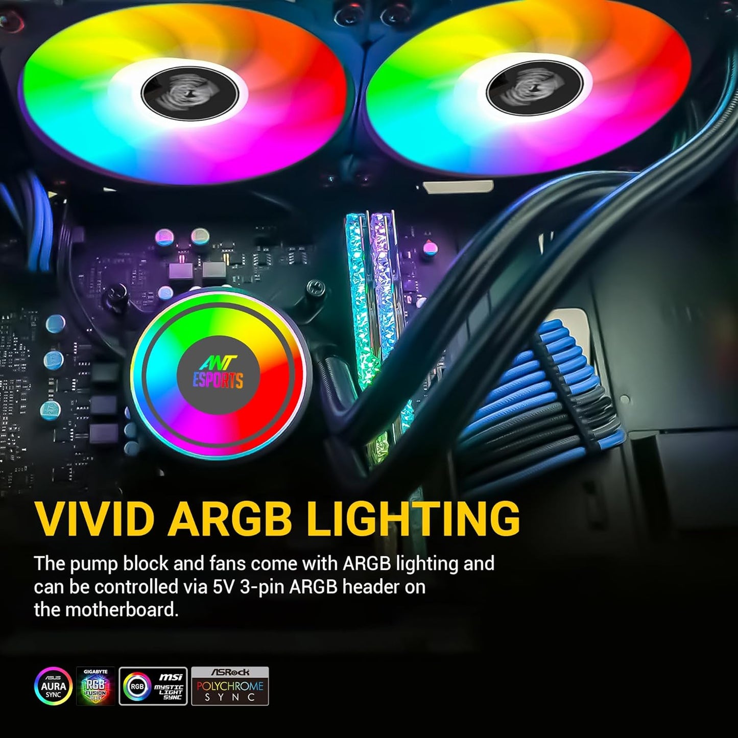 ANT ESPORTS ICE-240 ARGB 240MM AIO LIQUID COOLER BLACK