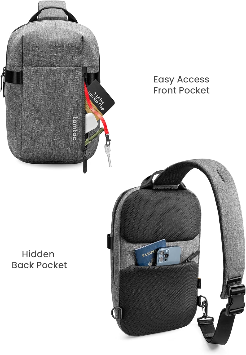 TOMTOC NAVIGATOR-T24 SLING BAG 14 INCH/7L-GRAY