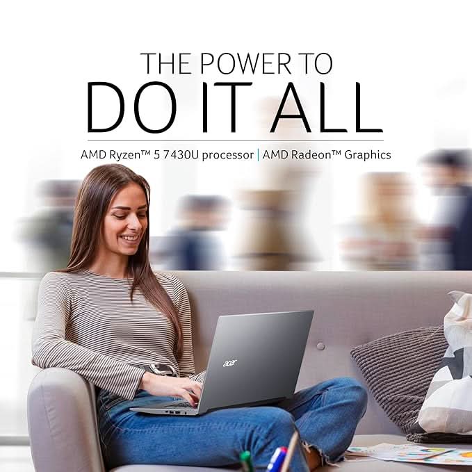 acer Aspire Lite, AMD Ryzen 5 7430U Processor, 8 GB RAM, 512 GB SSD, Full HD, 15.6"/39.62 cm, Windows 11 Home, Steel Gray, 1.59 kg, AL15-41, Thin and Light Laptop