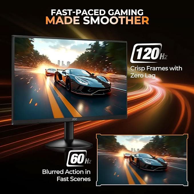 AOC 21.5 VA Borderless, FHD 1920 x 1080, 120 Hz, 250 cd/m², 1MS, VGA x1, HDMI x1.NTSC 86% / sRGB 102% , Black , Flicker Free , Low Blue Mode.
