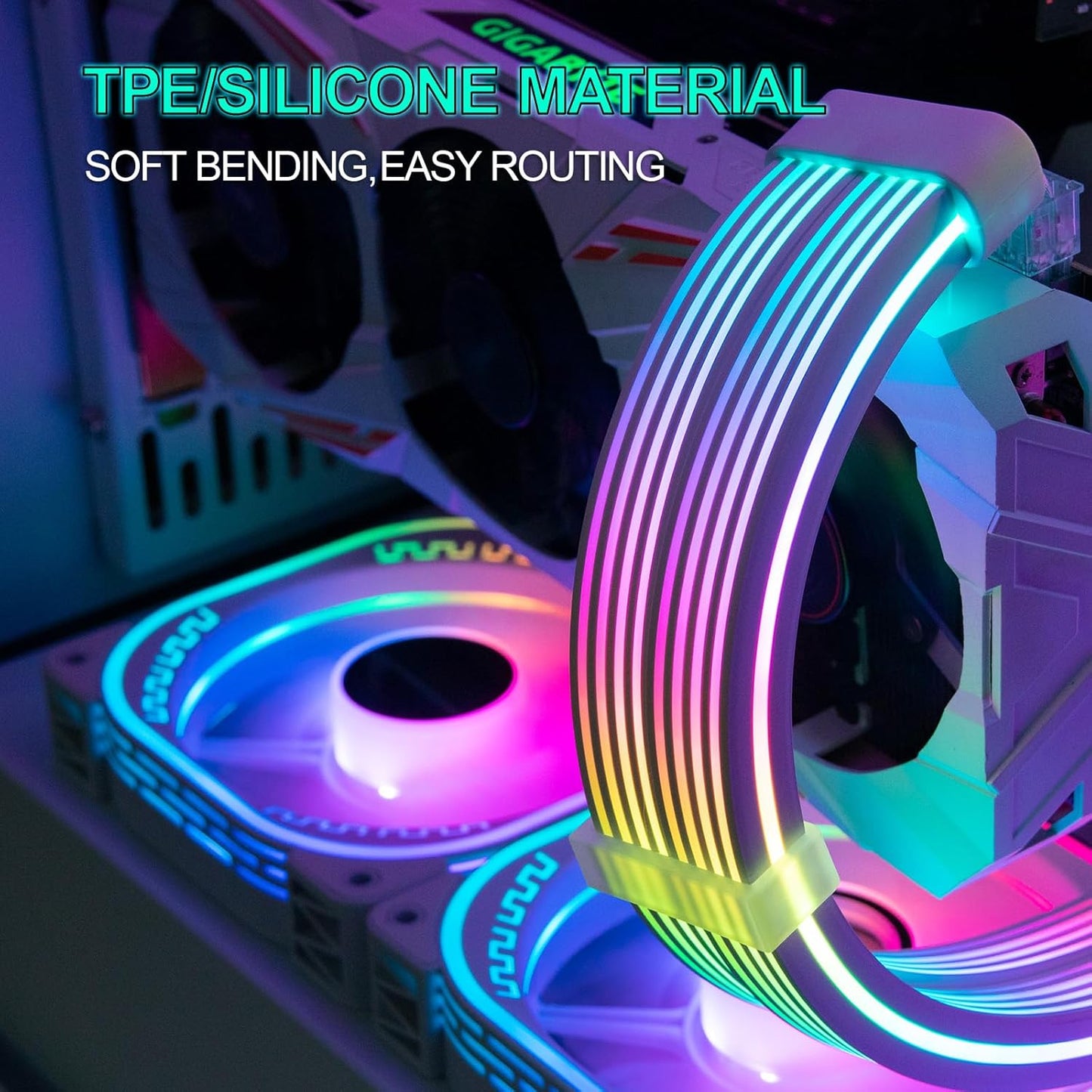 ANT ESPORTS NEON GLOW 8PIN X 2 ARGB PSU 18AWG CABLE EXTENSIONS, WHITE