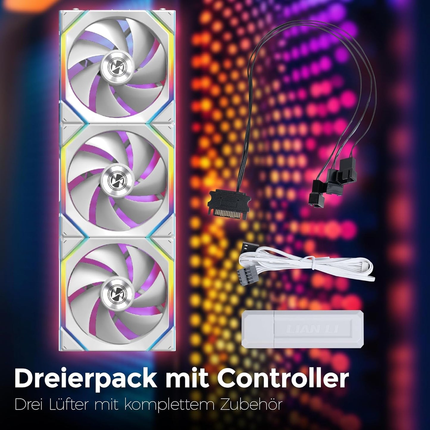 LIAN LI UNI FAN SL WIRELESS 3 X 120MM KIT CASE FAN I COOLER - WHITE I WITH REVERSE BLADE G99.12RSL1W3W.IN