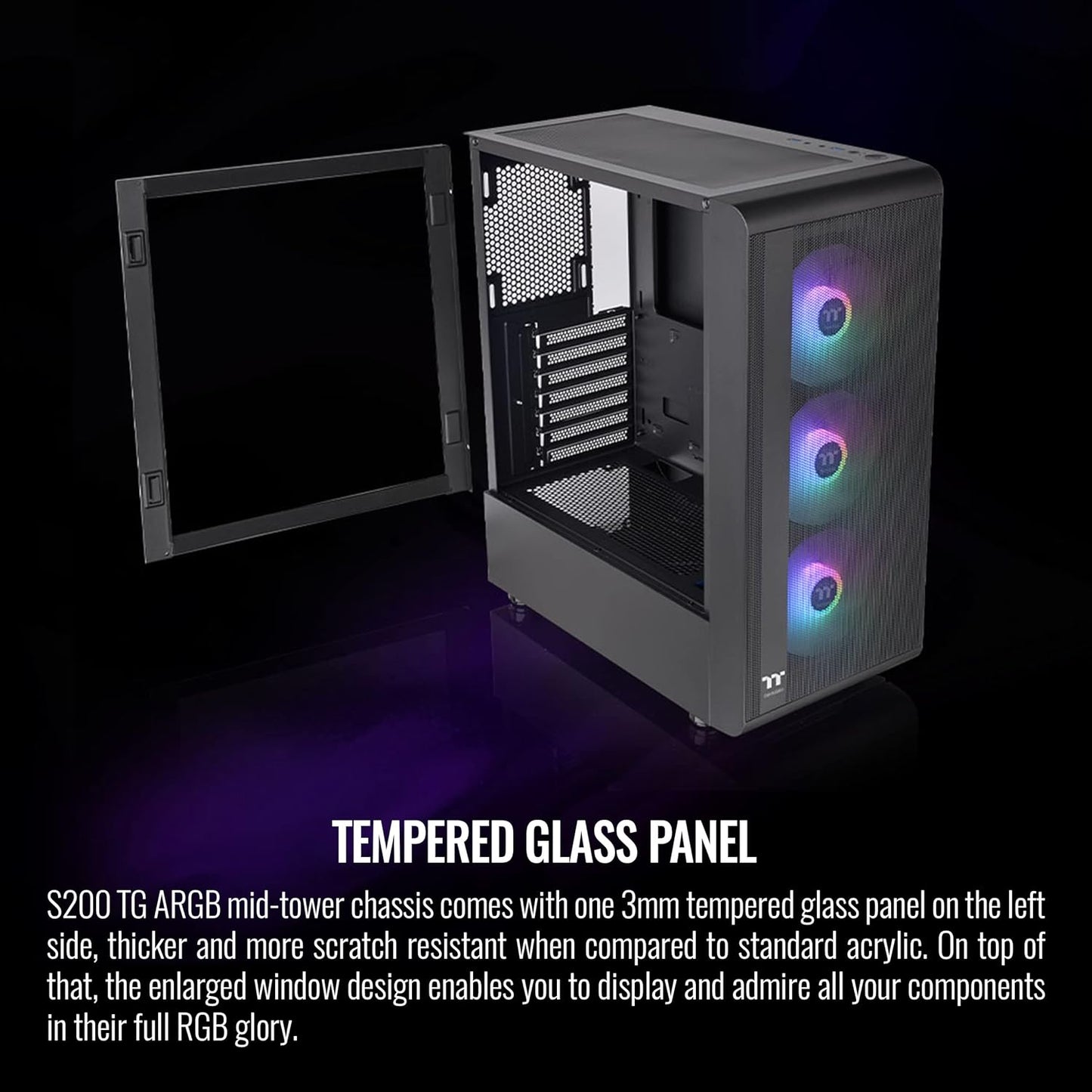 THERMALTAKE S200 TG ARGB MID TOWER CHASSIS CA-1X2-00M1WN-00