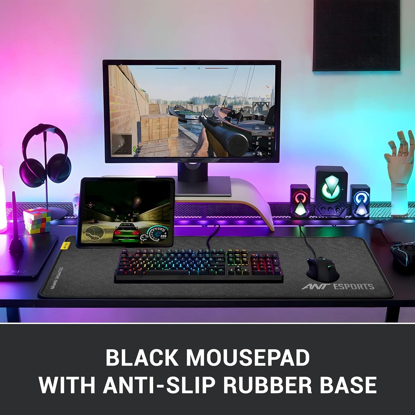 ANT ESPORTS MP320S GAMING MOUSE PAD - XL (SPEED) - BLACK