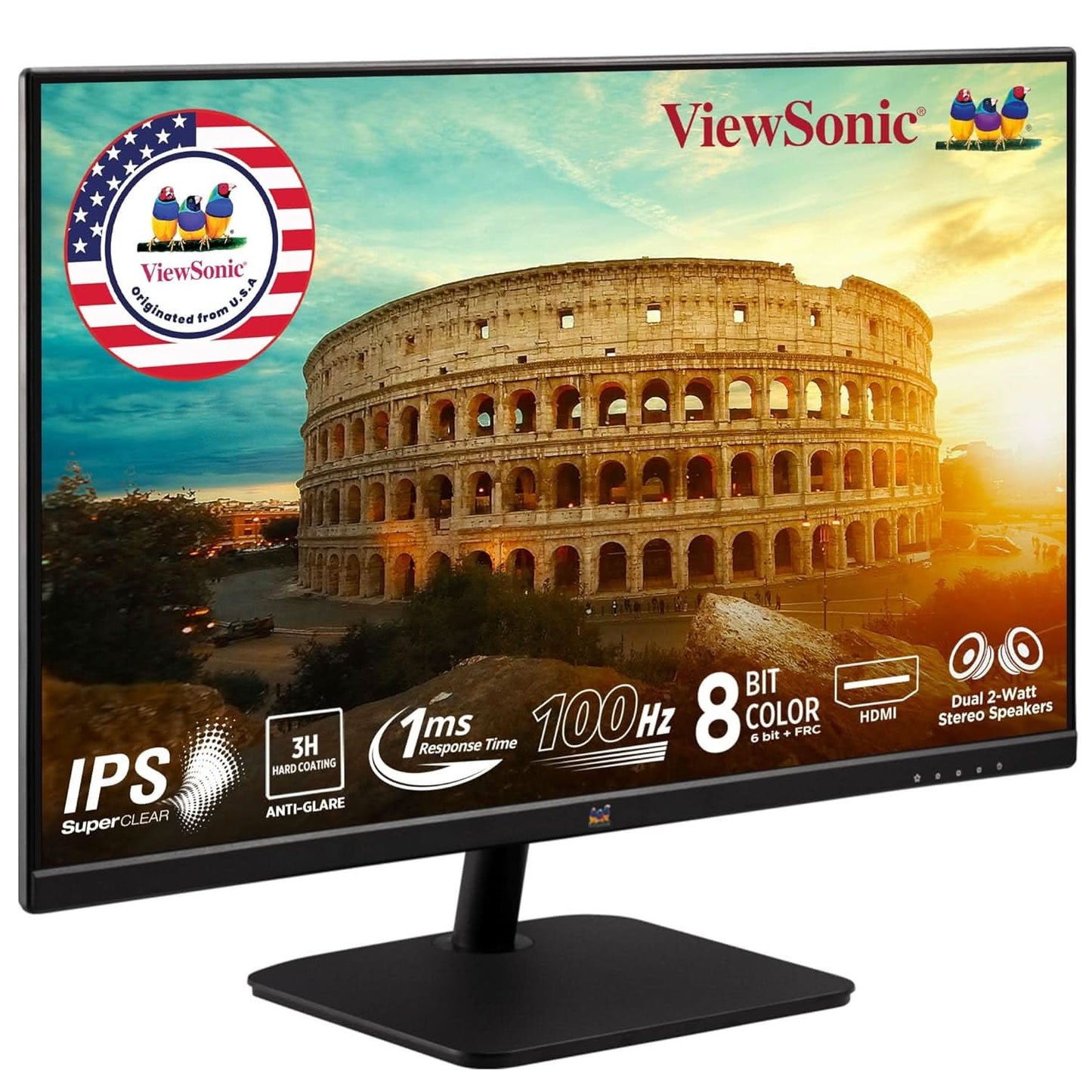 VIEWSONIC 27 INCH 1920 X1080 PIXELS IPS HOME AND OFFICE MONITOR WITH 100HZ AMD FREE SYNC, DUAL SPEAKER, WALL MOUNT, BEZELLESS, EYE-CARE, FLICKERFREE, SRGB105%, HDMI, VGA - VA2732-MH