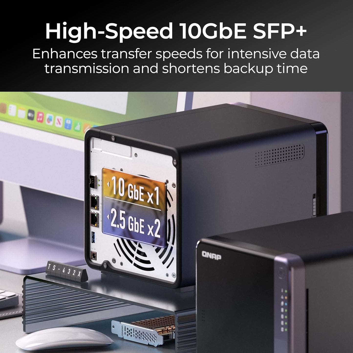 QNAP TS-432X-4G-US 4 BAY 10GBE DESKTOP NAS WITH ARM ALPINE AL524 QUAD-CORE PROCESSOR AND 4 GB DDR4 RAM (DISKLESS)