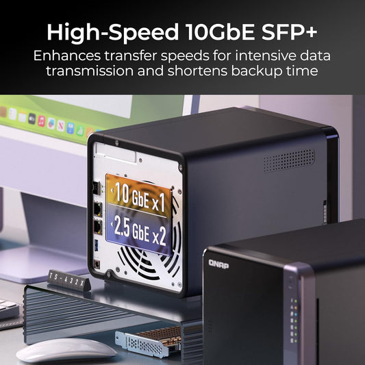 QNAP TS-432X-4G-US 4 BAY 10GBE DESKTOP NAS WITH ARM ALPINE AL524 QUAD-CORE PROCESSOR AND 4 GB DDR4 RAM (DISKLESS)