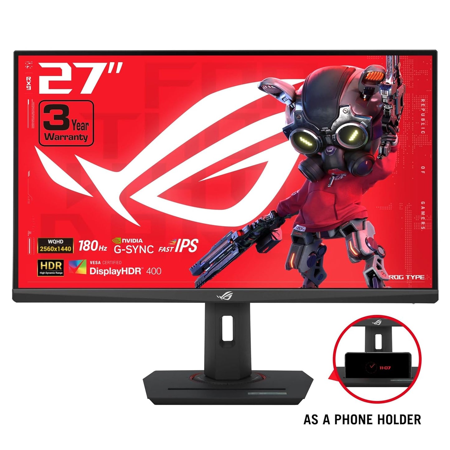 ASUS ROG STRIX 27 QHD (2560X1440) HDR400 USB-C GAMING MONITOR XG27ACS