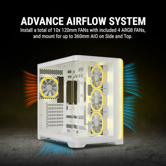 ANT ESPORTS CRYSTAL ARC ARGB WHITE ATX MID TOWER CASE