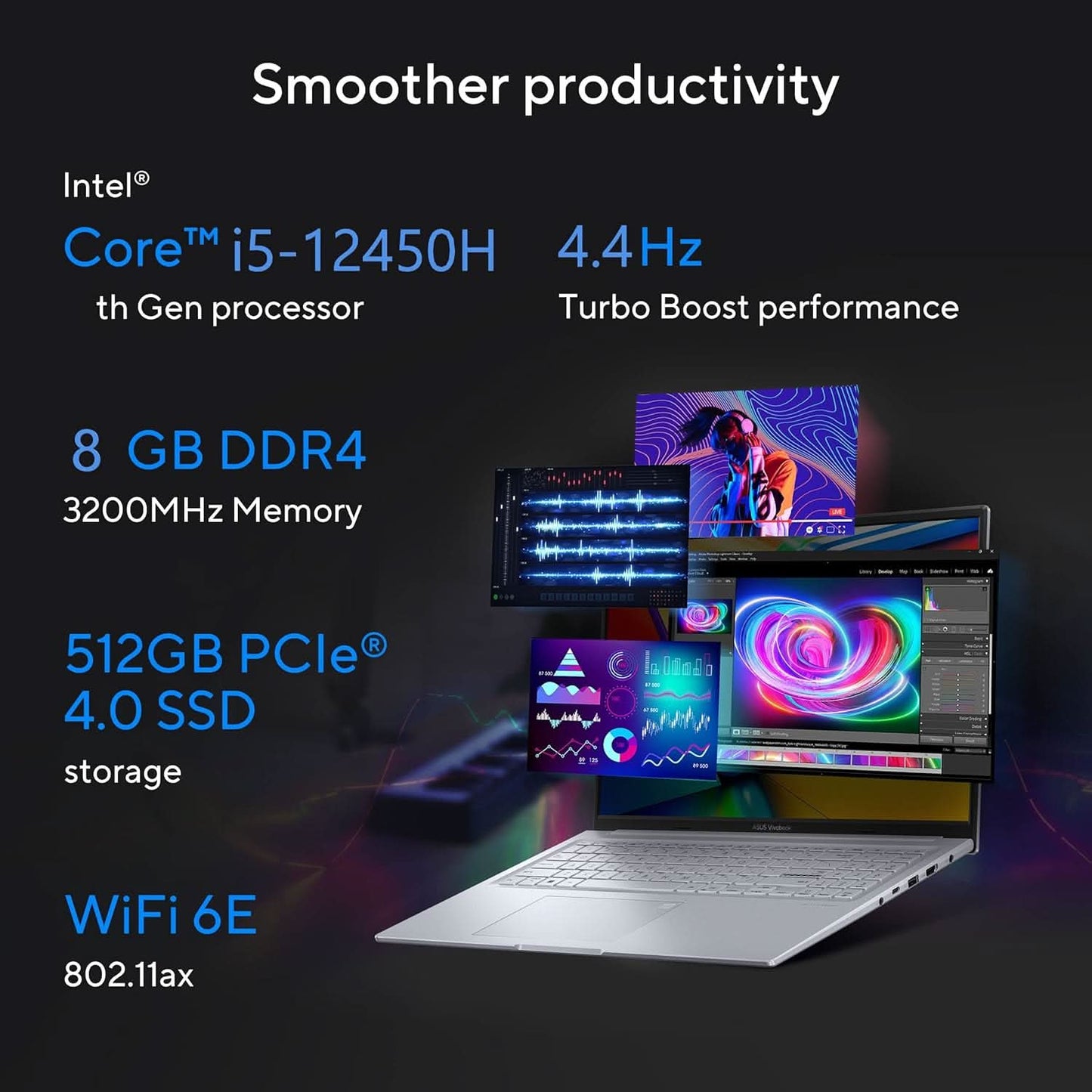 ASUS CREATOR SERIES VIVOBOOK 16X (2023), INTEL CORE I5-12450H 12TH GEN, 16 INCH (40.64 CM) FHD+, CREATOR/GAMING LAPTOP (8GB/512GB/4GB RTX 2050/WIN11/OFFICE 2021/FP/SILVER/1.8 KG), K3605ZF-MBN524WS