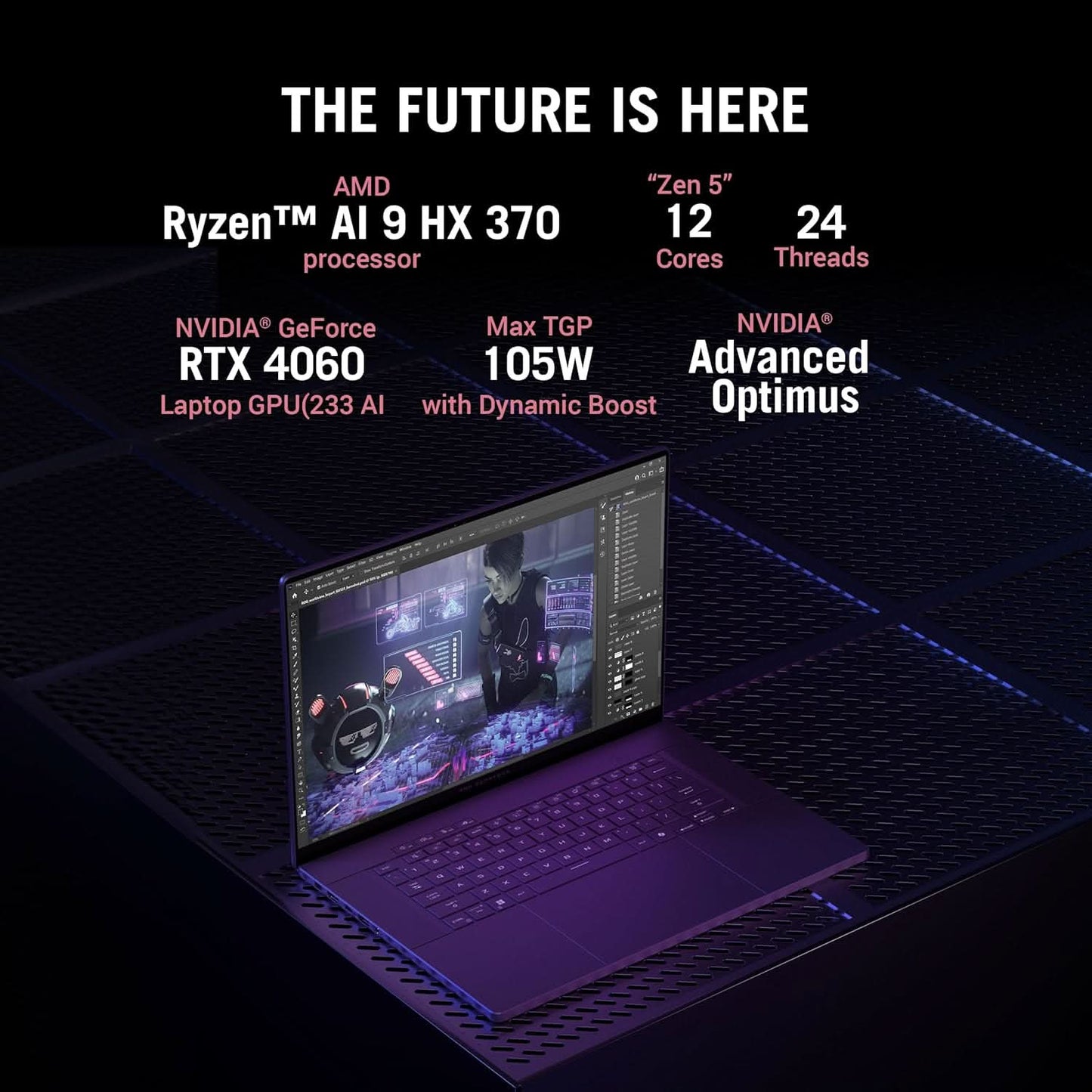 ASUS ROG ZEPHYRUS G16,AMD RYZEN AI 9 HX 370 GAMING LAPTOP(NVIDIA RTX 4060-8GB/100W TGP/16GB/1TB/2.5K QHD+/16 INCH/240HZ/WINDOWS 11/M365 BASIC (1YEAR)*/OFFICE HOME 2024/ECLIPSE GRAY/1.85 KG)GA605WV-QP478WS