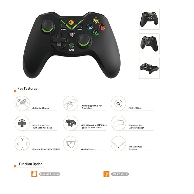 COSMIC BYTE NEBULA WIRELESS (BLACK) GAMEPAD