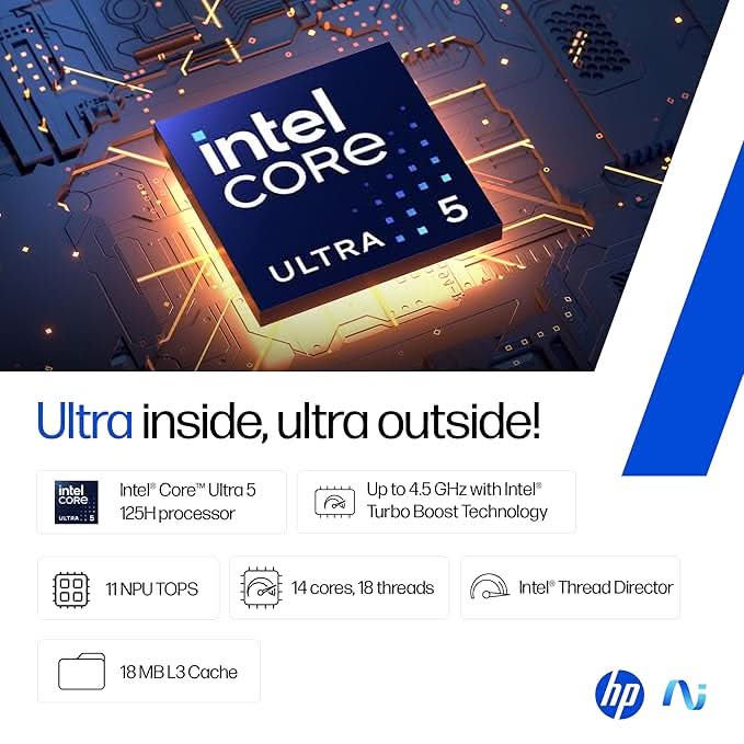 HP 15, Intel Core Ultra 5 125H (16GB DDR5, 1TB SSD) FHD, IPS, 15.6''/39.6cm, Win11, M365 Basic(1yr)*Office24, Silver, 1.65kg, fd1354TU, Intel Arc Graphics, FHD Camera w/Shutter, AI Powered Laptop