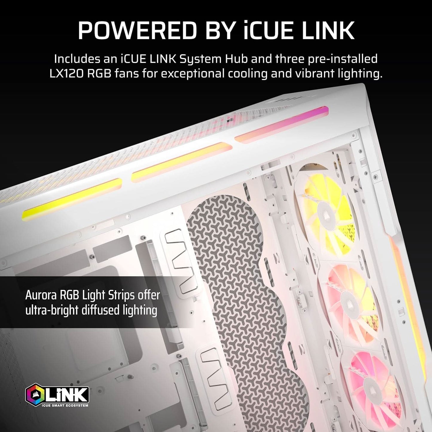 CORSAIR ICUE LINK 5000T LX RGB MID-TOWER PC CASE, WHITE
