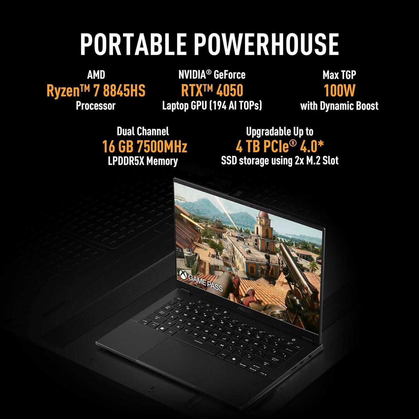 ASUS TUF GAMING, GAMING LAPTOP, 14 INCH FHD, 165HZ 400 NITS, AMD RYZEN 7 8845HS PROCESSOR 3.8GHZ (16GB RAM/1TB SSD/NVIDIA GEFORCE RTX 4050/WINDOWS 11/OFFICE 2021//JAEGER GRAY/1.46 KG), FA401UU-RG033WS