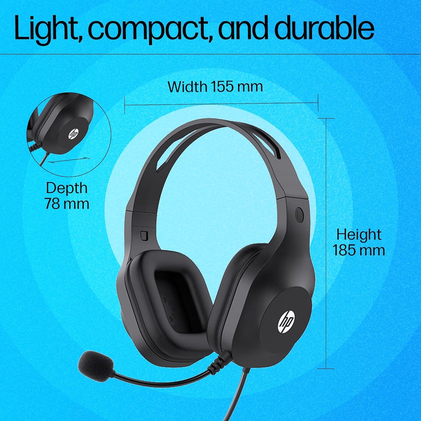 HP H120 STEREO USB ON EAR HEADSET, PLUG-AND-PLAY USB-A, BUILT-IN NOISE-CANCELING MIC, ADJUSTABLE HEAD STRAP, PADDED EAR CUSHIONS, 360-DEGREE BENDABLE MIC, 1-YEAR LIMITED WARRANTY, BLACK, 9Z4V9AA