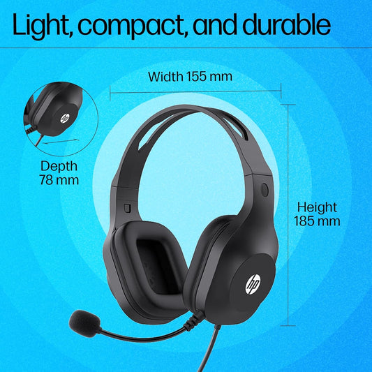 HP H120 STEREO USB ON EAR HEADSET, PLUG-AND-PLAY USB-A, BUILT-IN NOISE-CANCELING MIC, ADJUSTABLE HEAD STRAP, PADDED EAR CUSHIONS, 360-DEGREE BENDABLE MIC, 1-YEAR LIMITED WARRANTY, BLACK, 9Z4V9AA