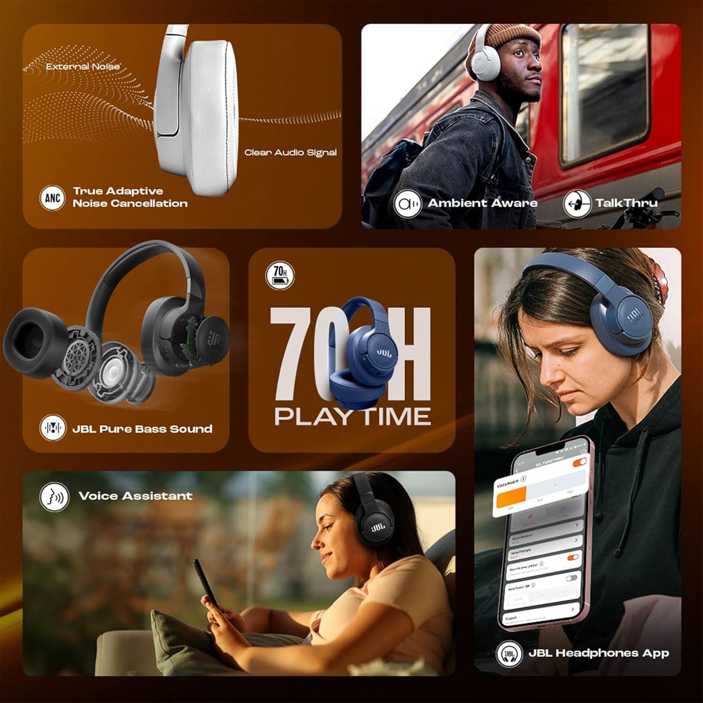 JBL Tune 770NC Wireless Over Ear ANC Headphones