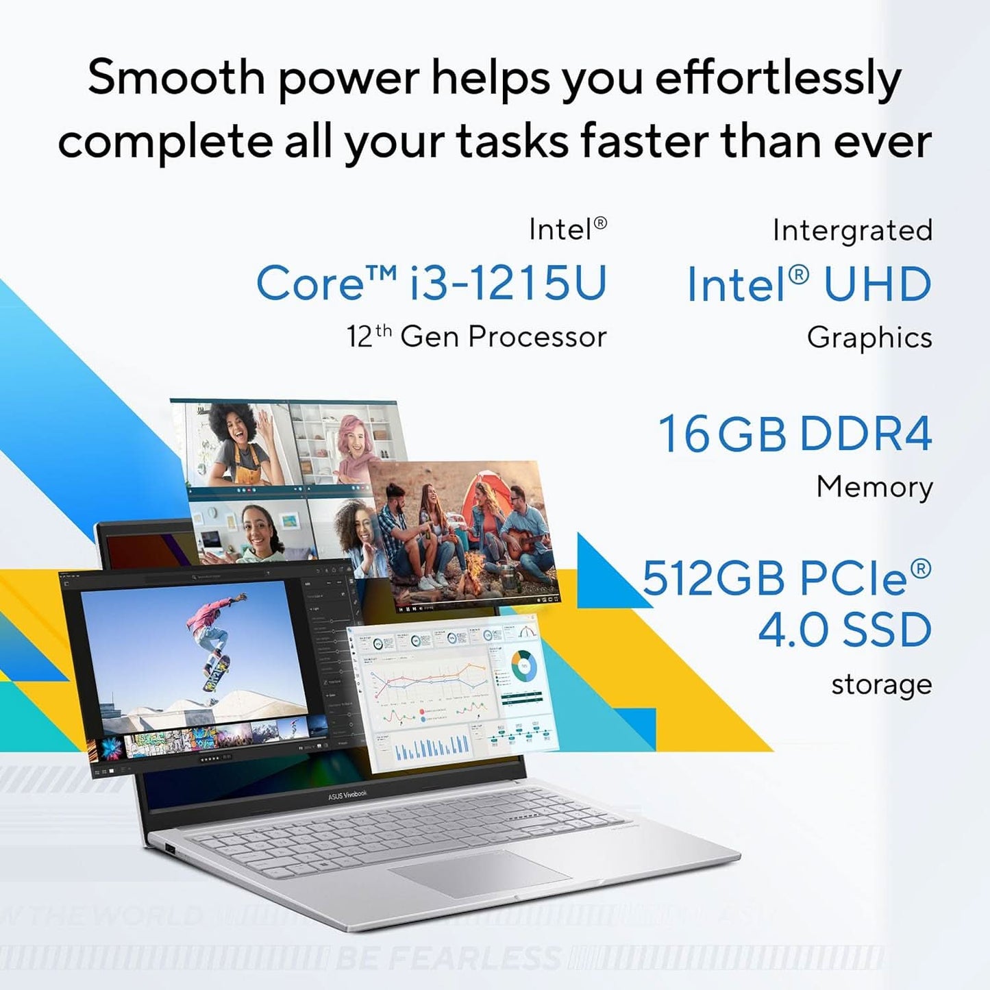 ASUS VIVOBOOK 15, 15.6 INCH FHD (1920 X 1080), INTEL CORE I3-1215U PROCESSOR 1.2 GHZ, THIN & LIGHT LAPTOP(16GB RAM/512GB SSD/INTEGRATED GRAPHICS/WINDOWS 11/OFFICE HOME/COOL SILVER/1.7 KG), X1504ZA-NJ342WS