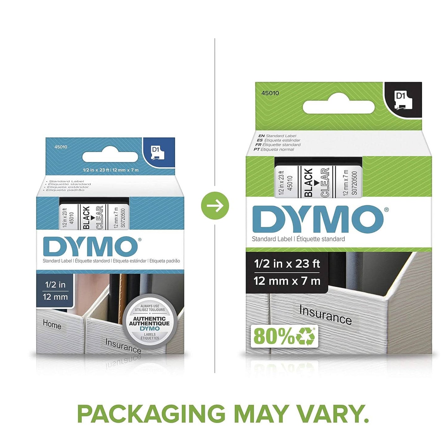 DYMO AUTHENTIC D1 LABELS, 12MM X 7M ROLL, BLACK PRINT ON BLUE TAPE, SELF-ADHESIVE LABELS FOR LABELMANAGER & MOBILELABELER LABEL PRINTERS