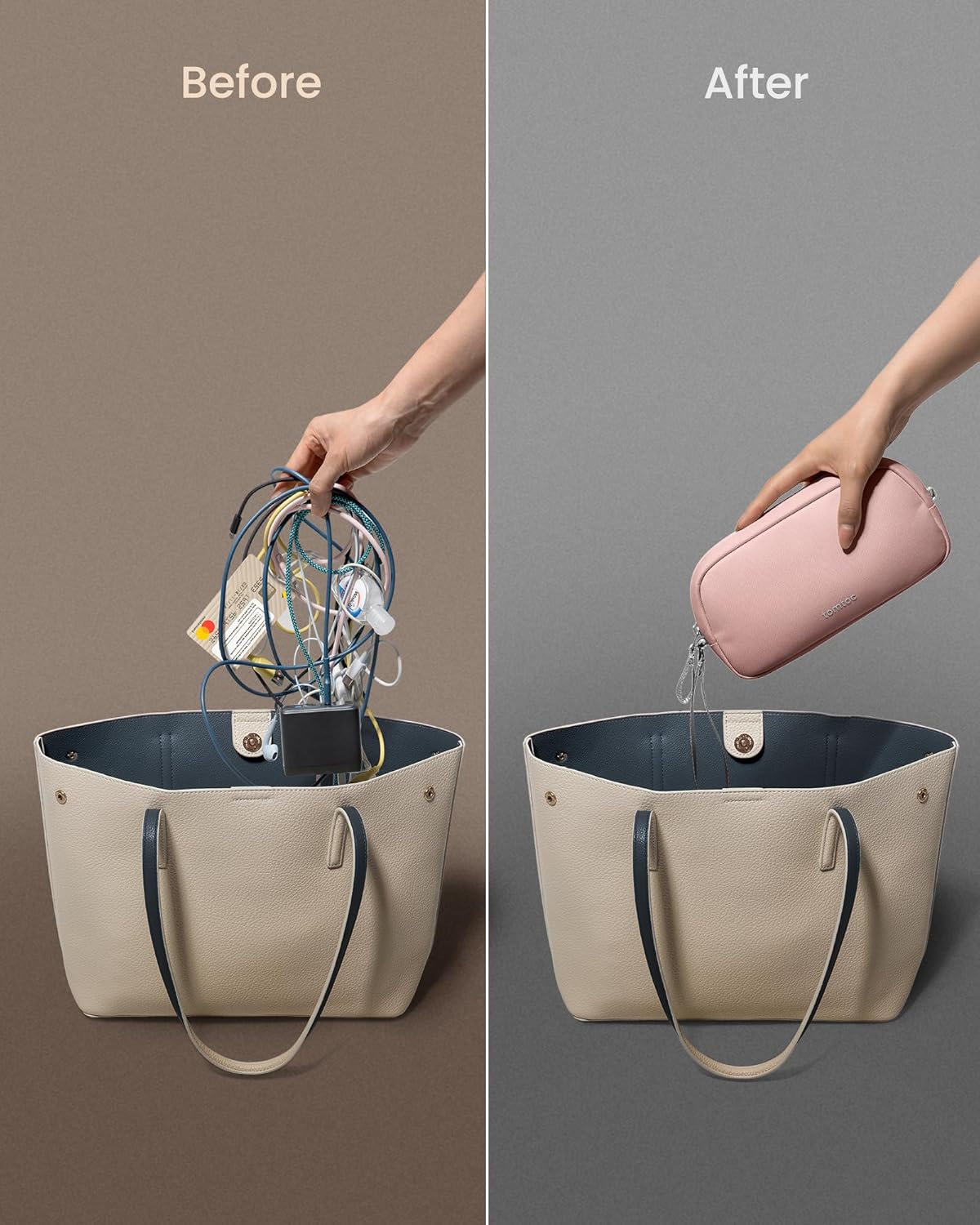 TOMTOC LIGHT-T12 ELECTRONIC ACCESSORY POUCH 1L-PINK