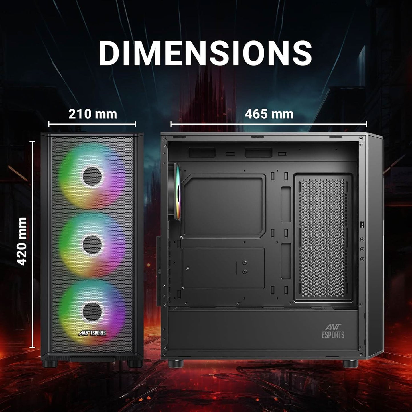 ANT ESPORTS 411 AIR MID-TOWER CABINET - BLACK