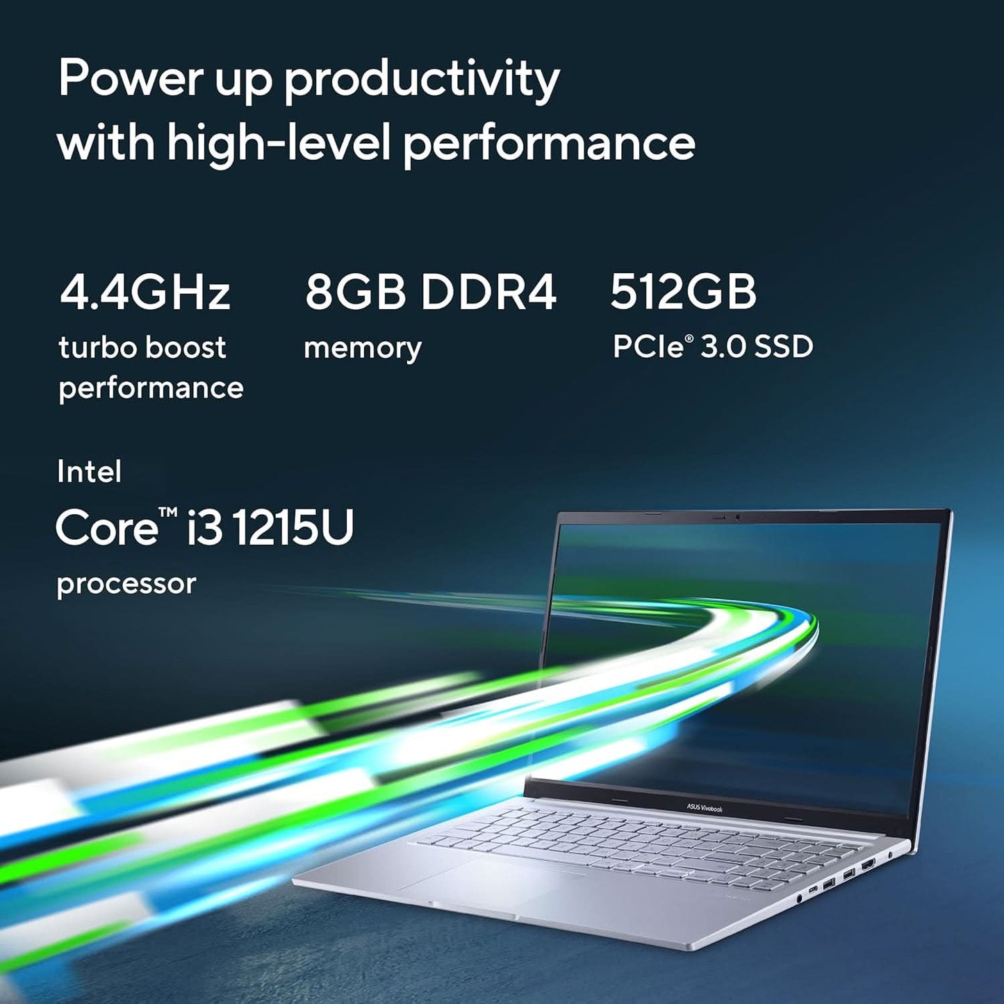 ASUS VIVOBOOK 15 (2022), INTEL CORE I3-1215U, 12TH GEN, 8GB RAM, 512GB SSD, FHD, 15.6 INCH/39.62CM, WINDOWS 11, MS OFFICE 2021, ICELIGHT SILVER, 1.7KG, X1502ZA-EJ322WS, BACKLIT KB LAPTOP