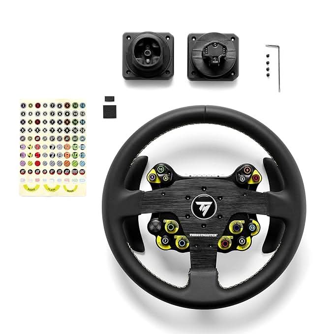 Thrustmaster EVO Racing 32R Round Leather-Wrapped Gaming Wheel and Detachable Hub, For PC and Consoles