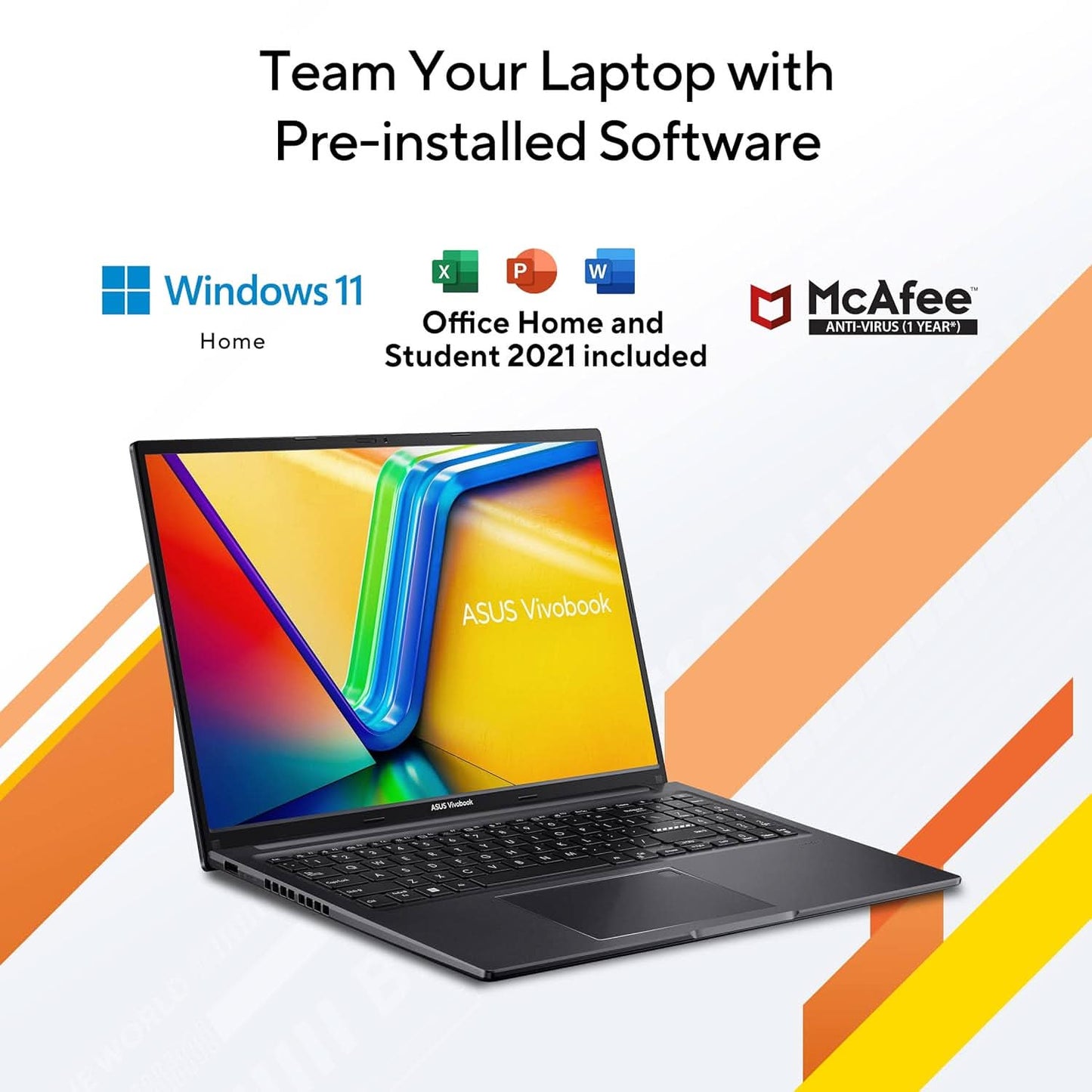 ASUS VIVOBOOK 16 (2023), AMD RYZEN 7 7730U, 16 INCH (40.64 CM) WUXGA, THIN & LIGHT LAPTOP (16GB/512GB SSD/WINDOWS 11/OFFICE 2021/ALEXA BUILT-IN/BACKLIT KB/FP SENSOR/INDIE BLACK/1.88 KG), M1605YA-MB741WS
