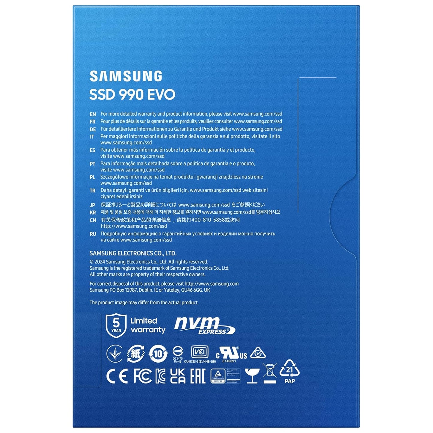 SAMSUNG 990 EVO PLUS SSD 1TB, PCIE 5.0 X2 M.2 MZ-V9E1T0BW