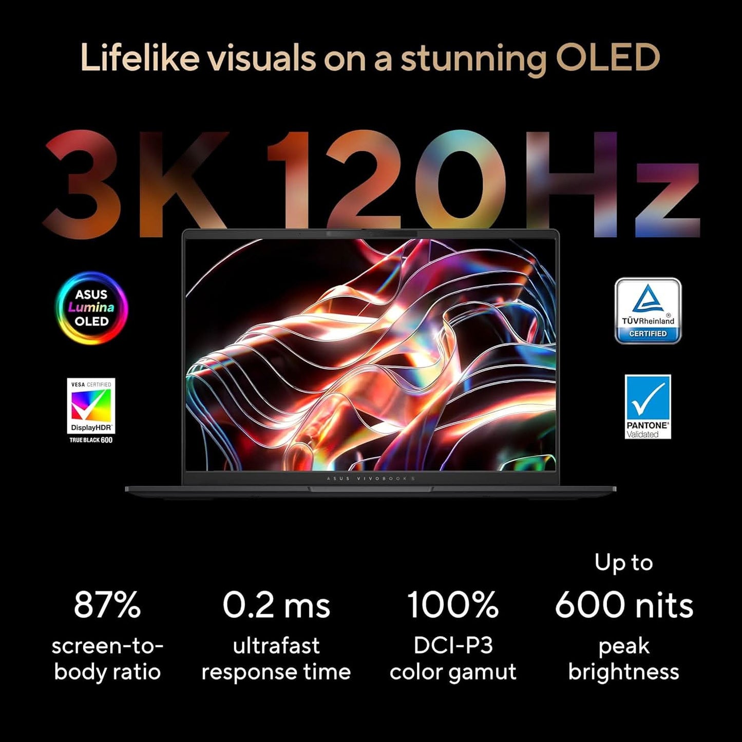 ASUS VIVOBOOK S 14 OLED, 3K OLED 16:10, 120HZ 400 NITS, AMD RYZEN AI 9 HX 370 PROCESSOR 2.0GHZ, BUILT-IN AI (24GB RAM/512GB SSD/WINDOWS 11/OFFICE 2021/NEUTRAL BLACK/1.3 KG), M5406WA-PP961WS