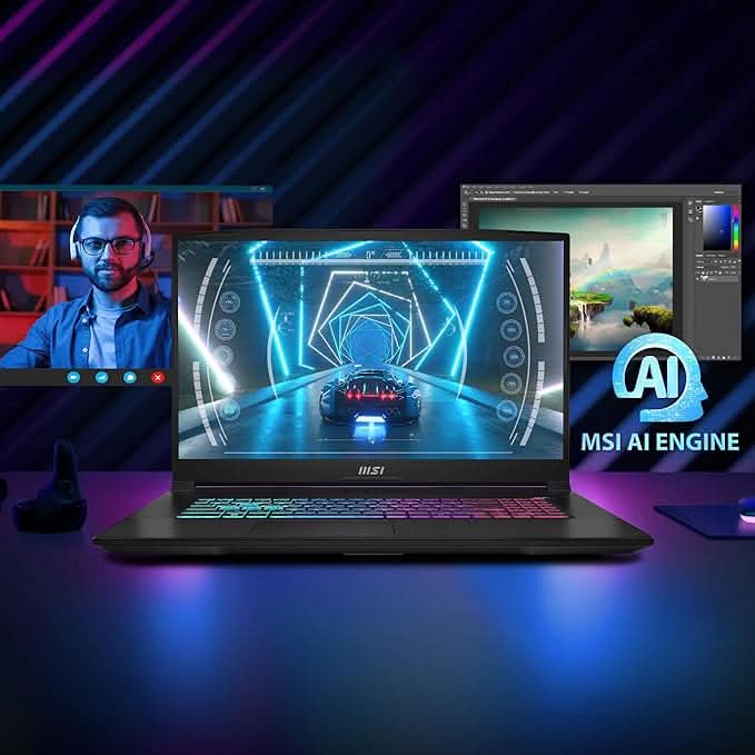 MSI KATANA A17 AI B8VF-845IN AMD Ryzen 7 8845HS Processor Windows 11 Home NVIDIA GeForce RTX 4060 Laptop 16GB, DDR5-5600 1TB*1 NVMe SSD 4-Zone RGB Gaming Keyboard with Copilot Key