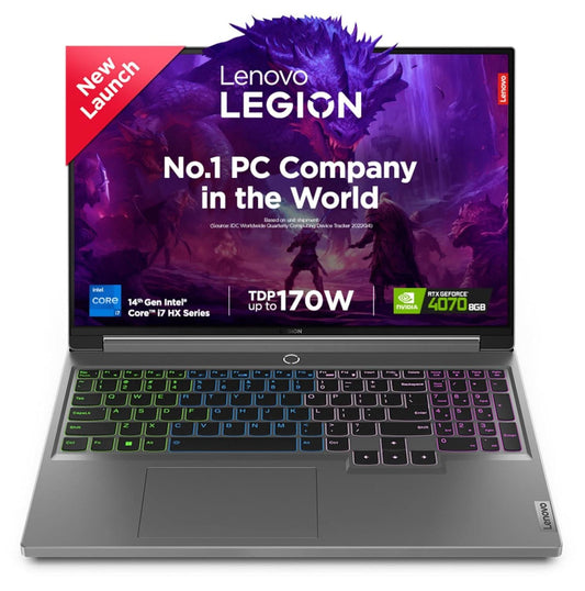 LENOVO LEGION 5 INTEL CORE I7-14650HX 16 INCH (40.64CM) WQXGA IPS 350NITS 165HZ GAMING LAPTOP (16GB/1TB SSD/WIN 11/OFFICE 2021/NVIDIA RTX 4070 8GB/100%SRGB/ALEXA/3 MONTH GAME PASS/GREY/2.3KG), 83DG009DIN