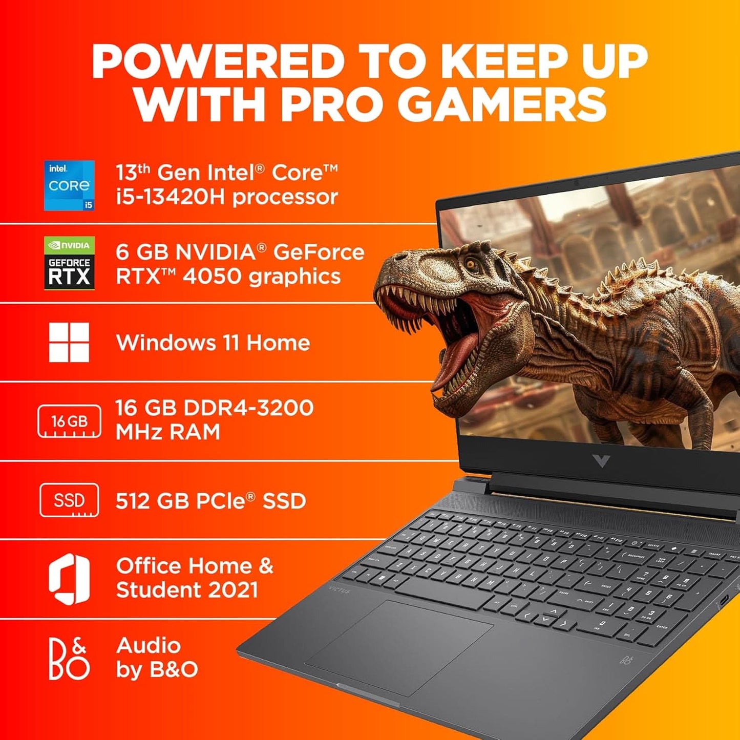 HP VICTUS, 13TH GEN INTEL CORE I5-13420H, 6GB RTX 4050 GAMING LAPTOP (16GB DDR4, 512GB SSD) 144HZ,300 NITS,IPS, 15.6''/39.6CM, FHD, WIN11, OFFICE24, MICA SILVER, 2,29KG, BACKLIT KB,HD CAMERA,FA2701TX