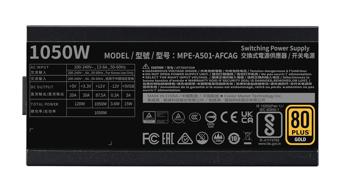 COOLER MASTER MWE 1050 V2 ATX 3.1 FULLY MODULAR 80 PLUS GOLD CERTIFIED ATX POWER SUPPLY