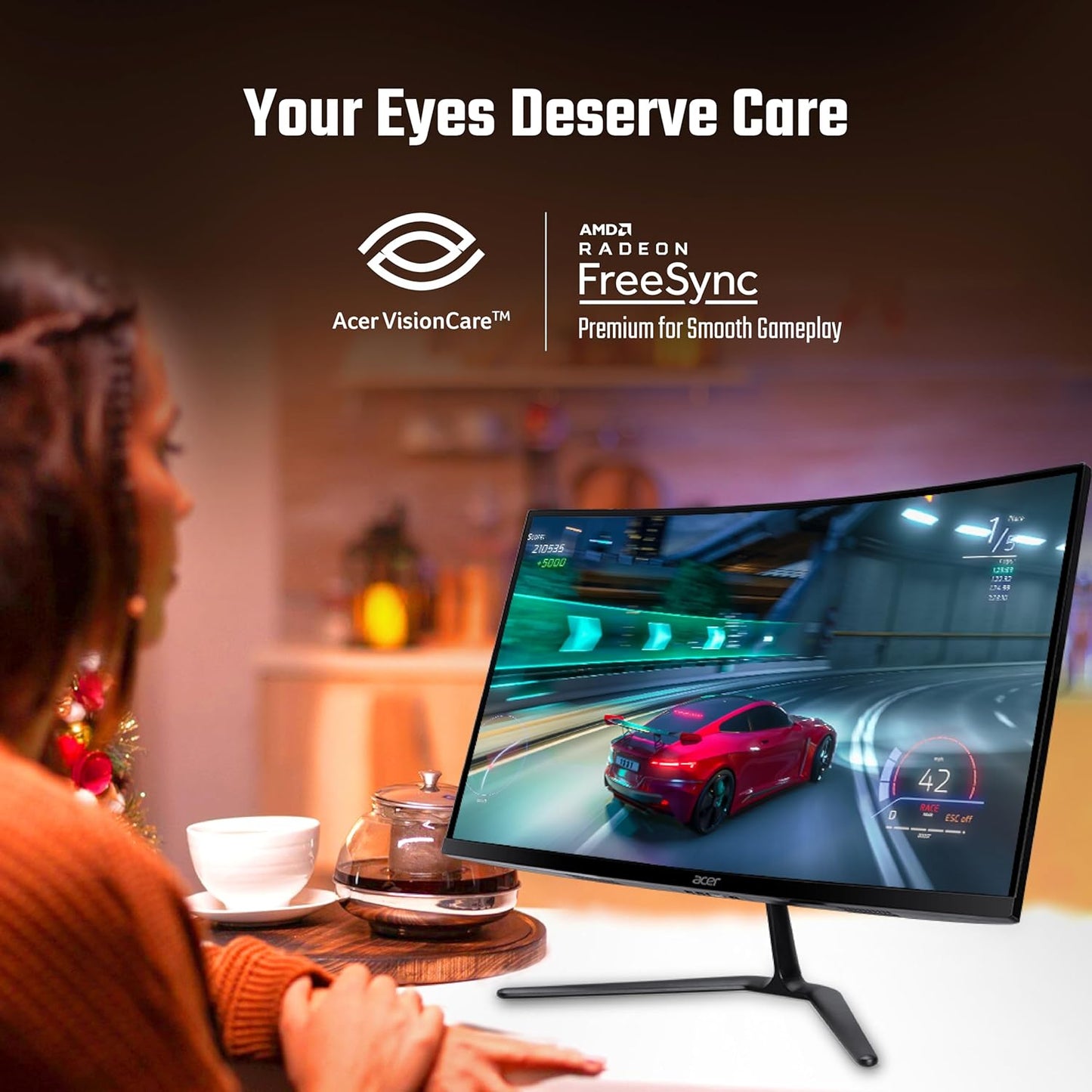 ACER ED270R S3 27 INCH (68.58 CM) FULL HD 1500 R CURVED GAMING LCD MONITOR