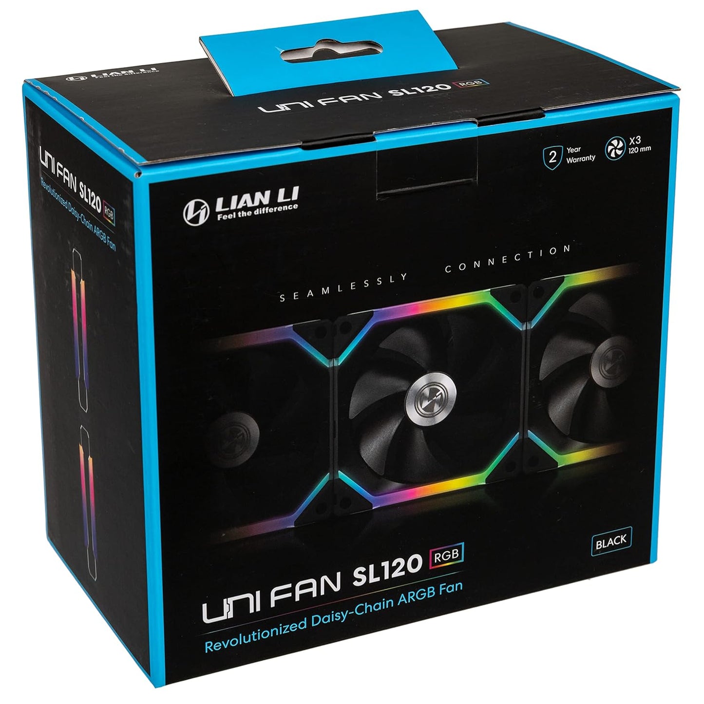 LIAN LI UNI FAN SL 120 3X120MM RGB CASE FAN/COOLER FOR PC - BLACK G99.12SL1W3B.IN