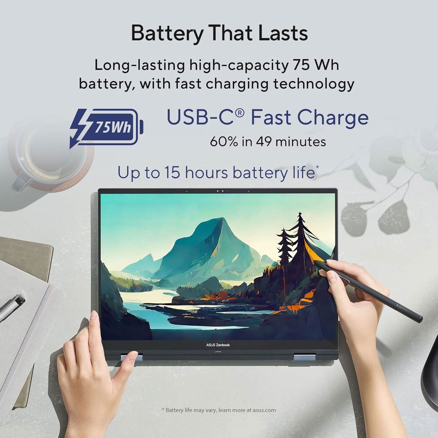 ASUS ZENBOOK 14 FLIP OLED (2023), INTEL CORE I7-1360P 13TH GEN, 14 INCH (35.56 CM) 2.8K 90HZ OLED, THIN & LIGHT LAPTOP (16GB/512GB SSD/IRIS XE/WIN 11/OFFICE 2021/75W BATTERY/BLUE/1.5 KG), UP3404VA-KN742WS