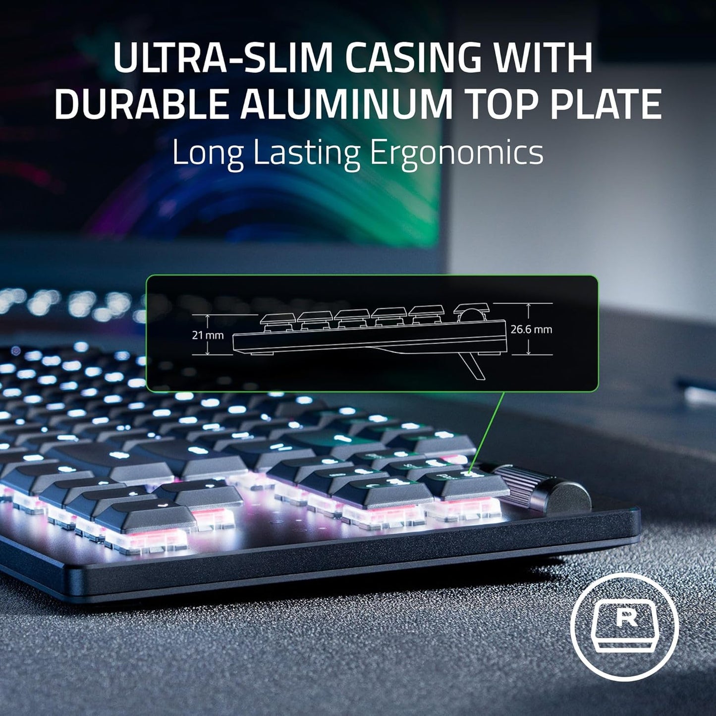 RAZER DEATHSTALKER V2 PRO TENKEYLESS - WIRELESS LOW PROFILE OPTICAL GAMING KEYBOARD (LINEAR RED SWITCH) - US LAYOUT FRML