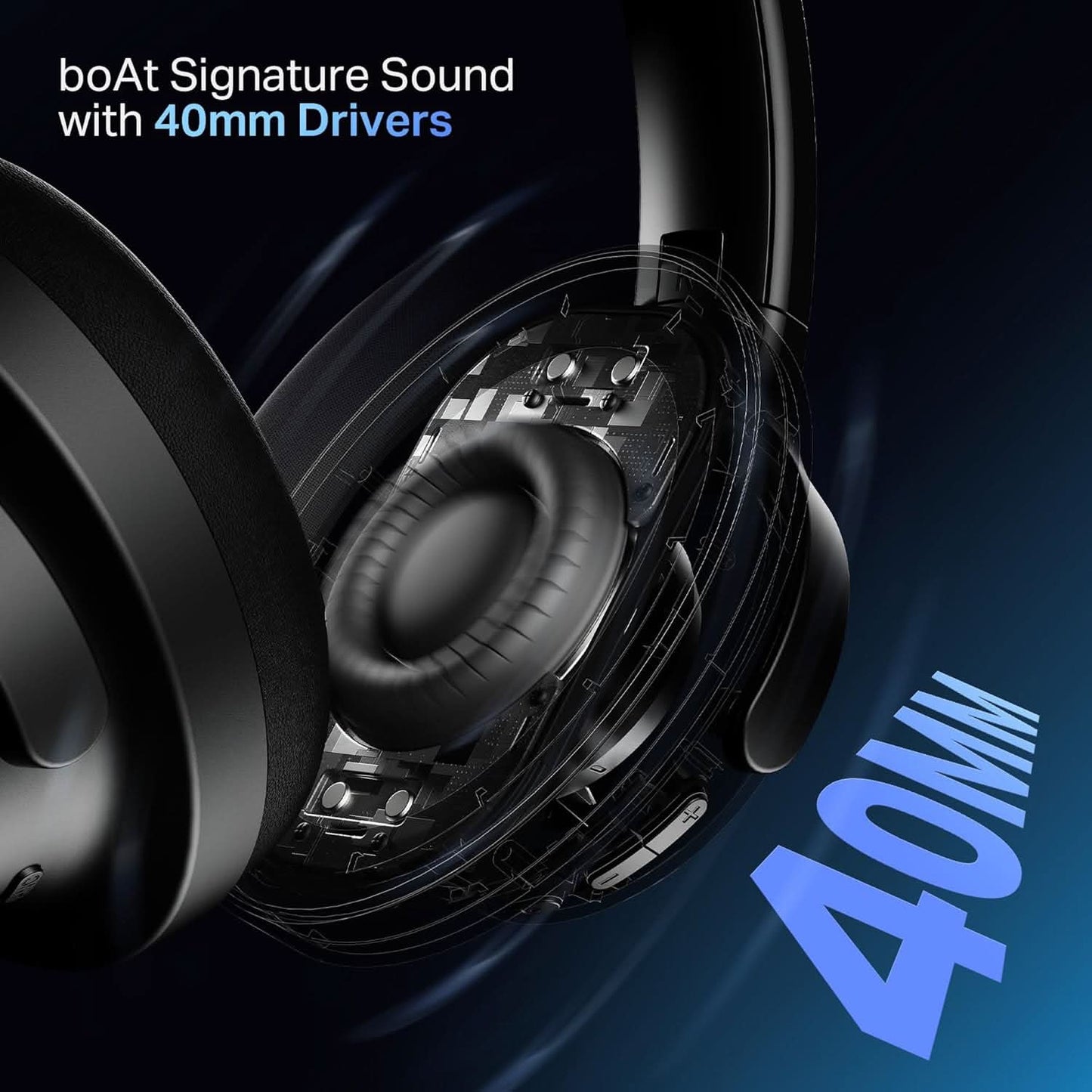 Boat Rockerz 512 ANC Bluetooth Wireless Headphone with Mic (Cosmic Black)