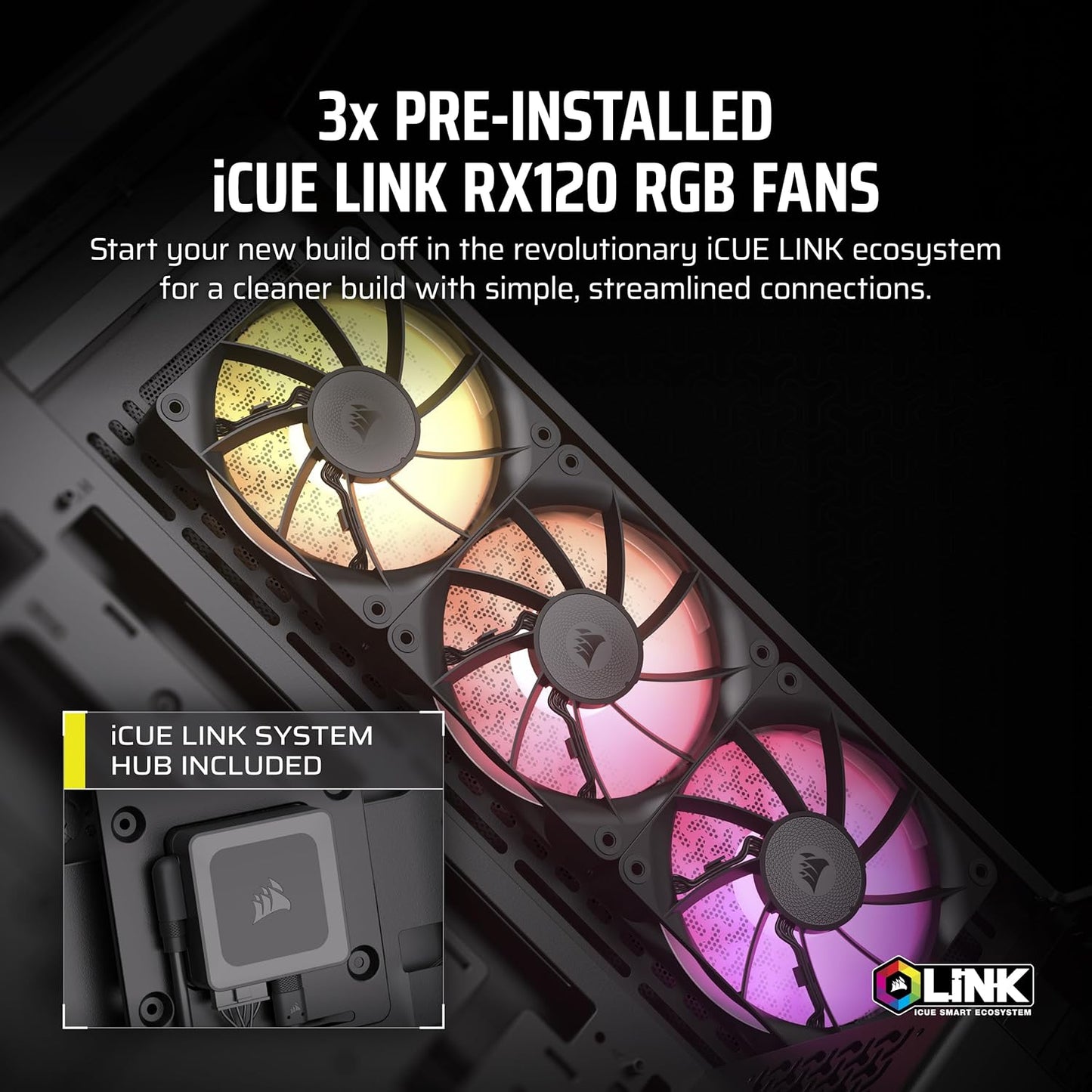 CORSAIR ICUE LINK 3500X RGB TEMPERED GLASS MID-TOWER, BLACK