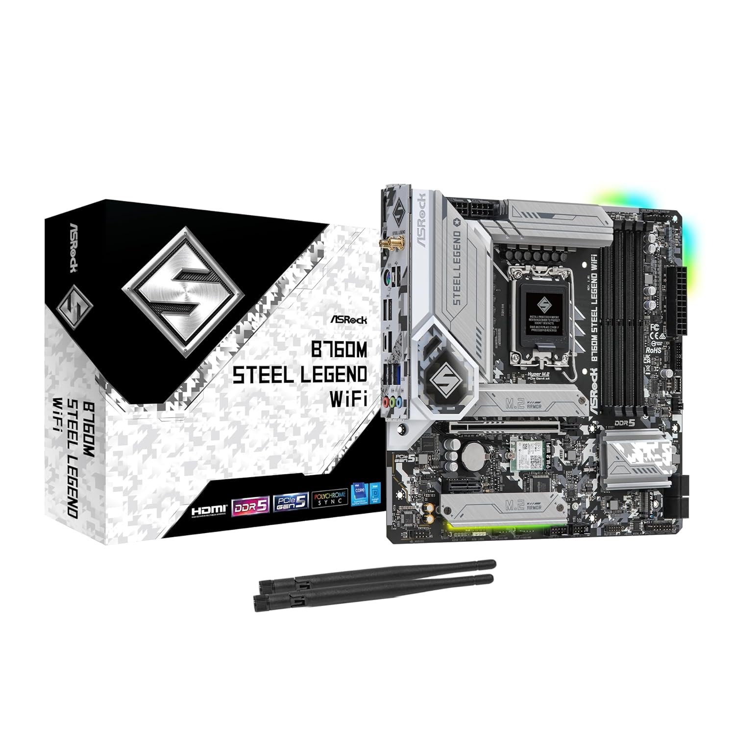 ASRock B760M Steel Legend WiFi（DDR5） ASROCK B760M STEEL LEGEND WIFI DDR5 MICRO ATX MOTHERBOARD