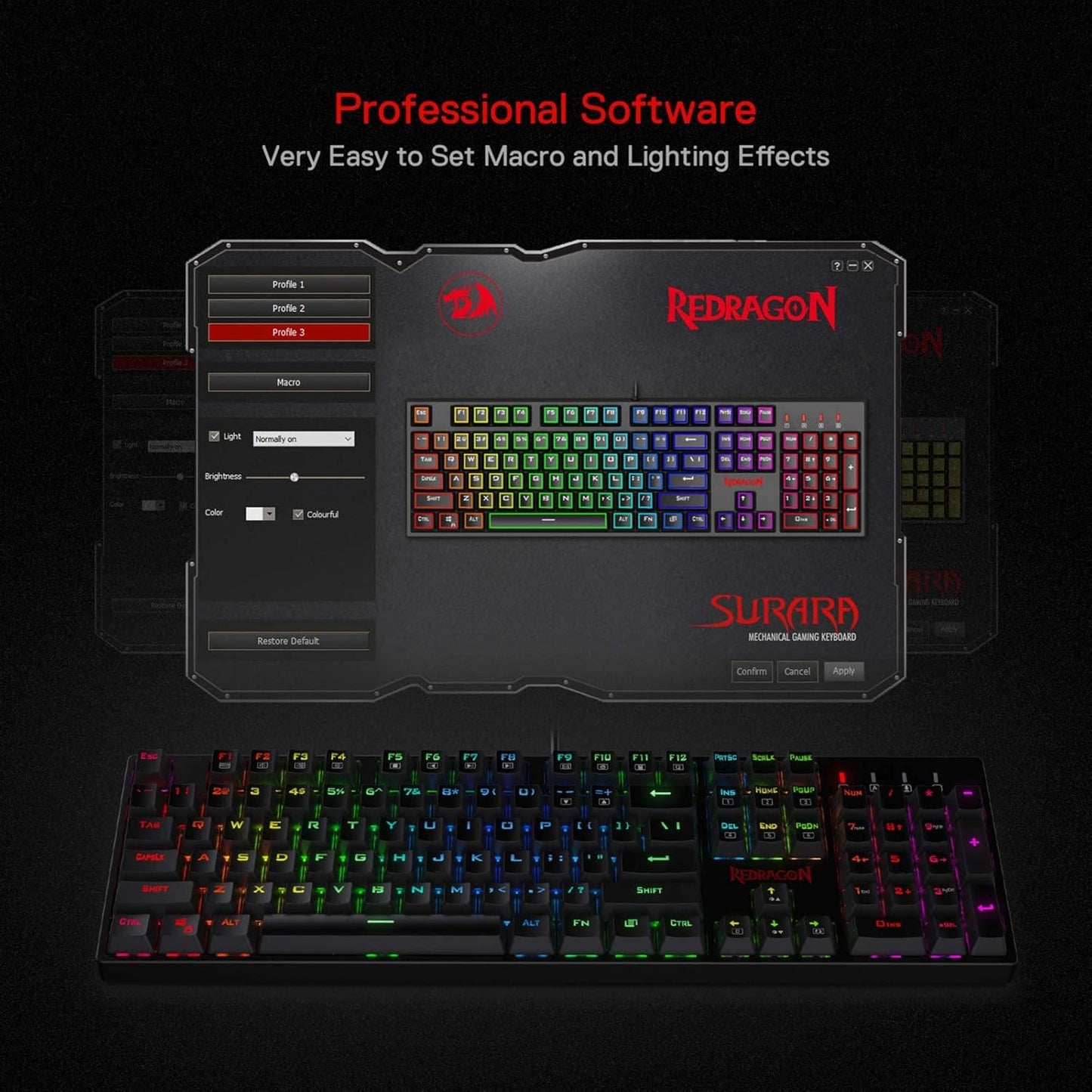 REDRAGON K582RGB SURARA USB GAMING RGB KEYBOARD BLACK